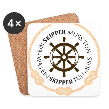 Ein Skipper muss tun Kordel 3 Knoten - Untersetzer (4er-Set) - Weiß - Vorne