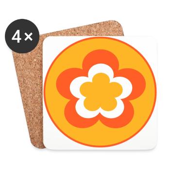 des années 70 motif de fleur - Dessous de verre (lot de 4) - blanc - Devant