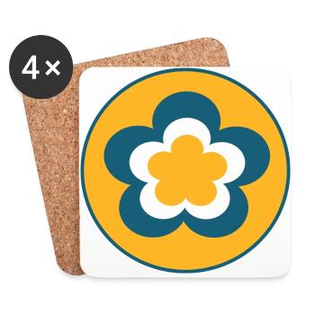 70s Flower Pattern - Coasters (set of 4) - white - Front