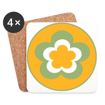 70s Flower Pattern - Coasters (set of 4) - white - Front