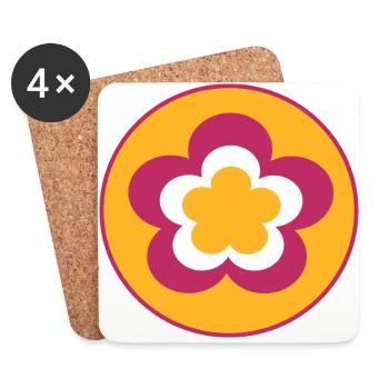 des années 70 fleur motif rétro Hippie fleurs pouvoir - Dessous de verre (lot de 4) - blanc - Devant