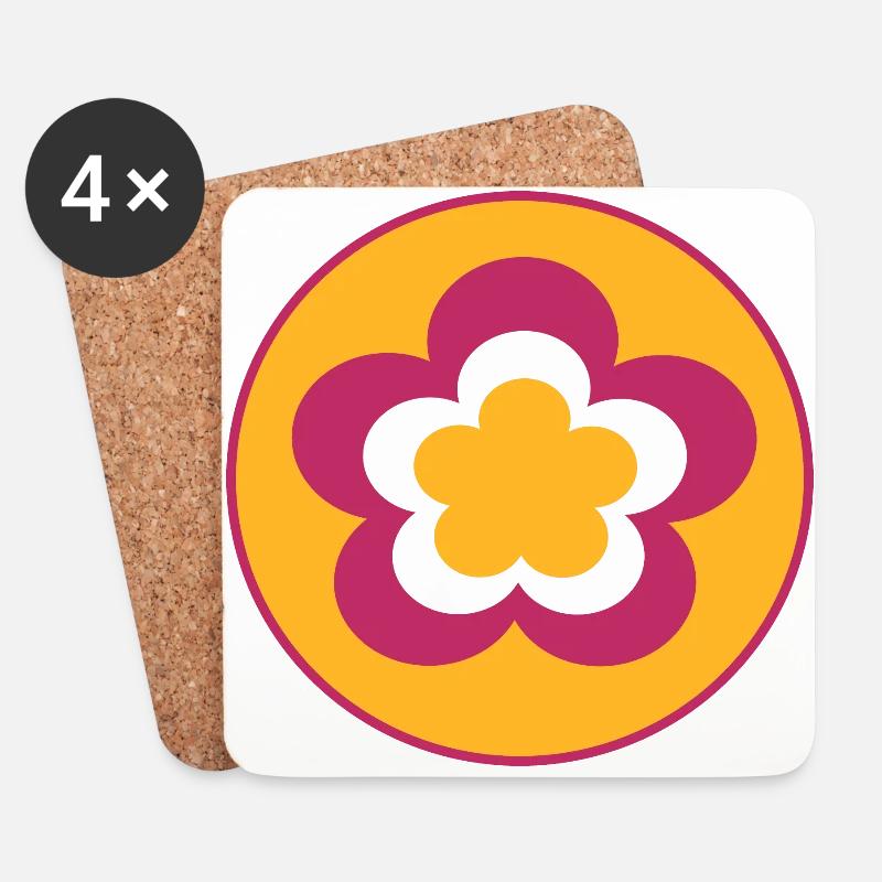 70er Jahre Blume Muster Retro Hippie Flowers Power - Untersetzer (4er-Set) - Weiß
