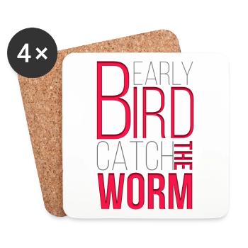 Drôle de cadeau Early Bird Pet Parakeet Owl - Dessous de verre (lot de 4) - blanc - Devant