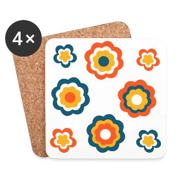 70s Flower Pattern - Coasters (set of 4) - white - Front