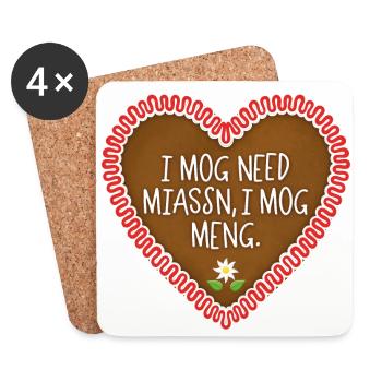 I Mog Need Lebkuchenherz - Untersetzer (4er-Set) - Weiß - Vorne