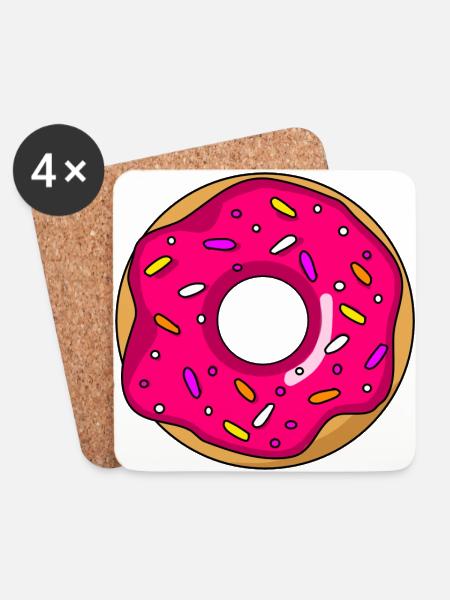 Donut pink with sprinkles - Coasters (set of 4) - white