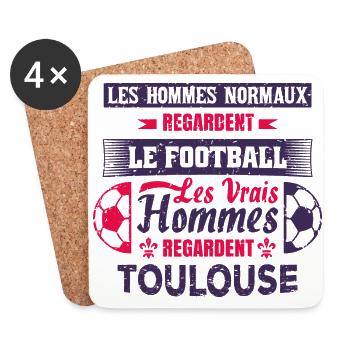 les vrais hommes regardent toulouse fans club foot - Dessous de verre (lot de 4) - blanc - Devant