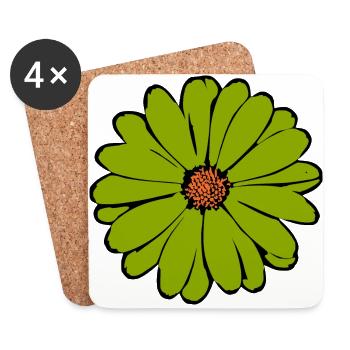 Fleur verte, fleur verte, fleurs vertes, jour de la Saint-Patrick - Dessous de verre (lot de 4) - blanc - Devant