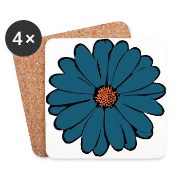 Blume dunkelblau blaue Blume Blumen blau - Untersetzer (4er-Set) - Weiß - Vorne