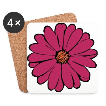 fleur, fleur, rouge, violet - Dessous de verre (lot de 4) - blanc - Devant