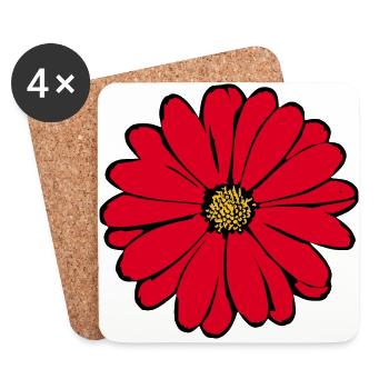 Blume rot rote Blume - Untersetzer (4er-Set) - Weiß - Vorne