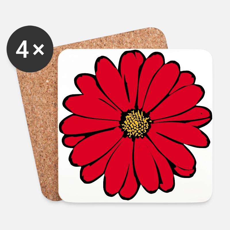 Blume rot rote Blume - Untersetzer (4er-Set) - Weiß