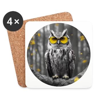 Cool owl sees it all - Coasters (set of 4) - white - Front