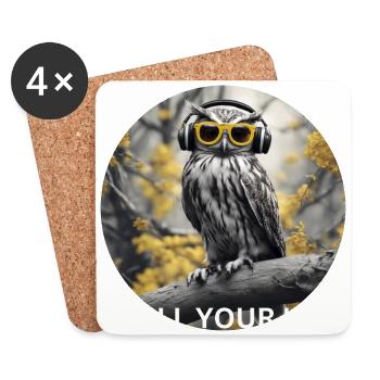 Cool owl chilling - Coasters (set of 4) - white - Front