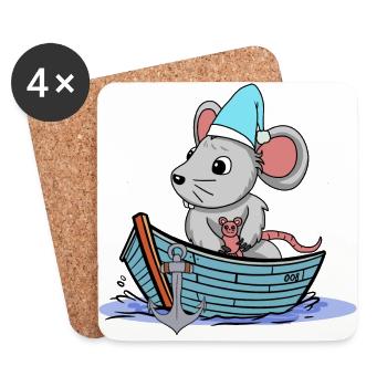 maritim Maus Nager Boot Schifffahrt Reise Kind - Untersetzer (4er-Set) - Weiß - Vorne