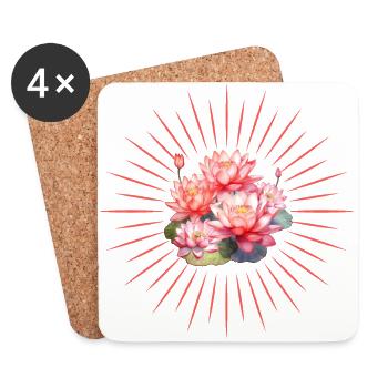 Yoga avec des rayons d’énergie - Dessous de verre (lot de 4) - blanc - Devant