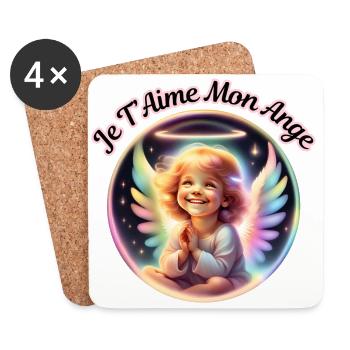 Je T Aime Mon Ange 5 - Dessous de verre (lot de 4) - blanc - Devant