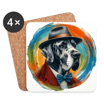 Art du Dogue Allemand - Dessous de verre (lot de 4) - blanc - Devant