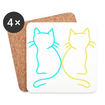 Chat chats Ukraine animaux protection des animaux - Dessous de verre (lot de 4) - blanc - Devant