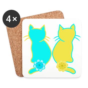 Chat domestique chats chat animaux Ukraine - Dessous de verre (lot de 4) - blanc - Devant