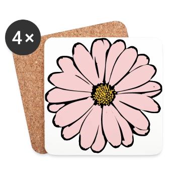 Fleur Rose Fleur Rose Fleurs Rose Fleurs Rose - Dessous de verre (lot de 4) - blanc - Devant