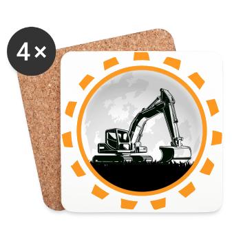 excavatrice conducteur d’excavatrice de chantier godet d’excavatrice - Dessous de verre (lot de 4) - blanc - Devant