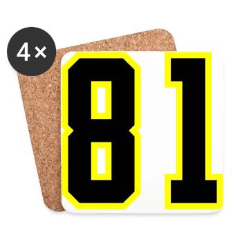 81 Zahl Trikot - Untersetzer (4er-Set) - Weiß - Vorne