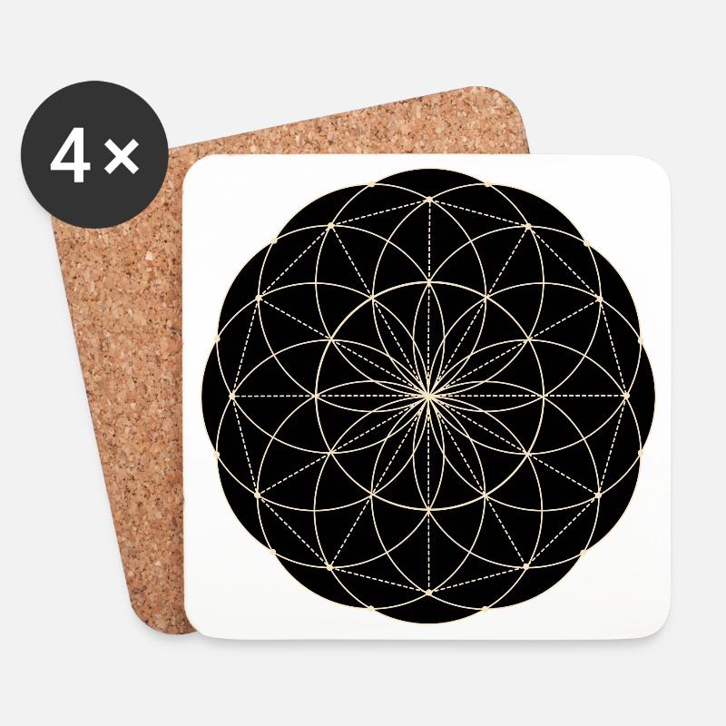 Heilige Geometrie Blume - Untersetzer (4er-Set) - Weiß