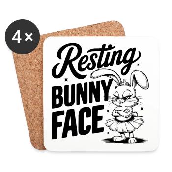 Resting Bunny Face - Coasters (set of 4) - white - Front