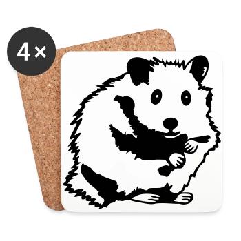 Hamster sitzt - Untersetzer (4er-Set) - Weiß - Vorne