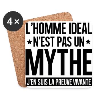 L'homme idéal n'est pas un mythe - Dessous de verre (lot de 4) - blanc - Devant