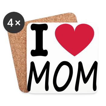 i love mom - Dessous de verre (lot de 4) - blanc - Devant