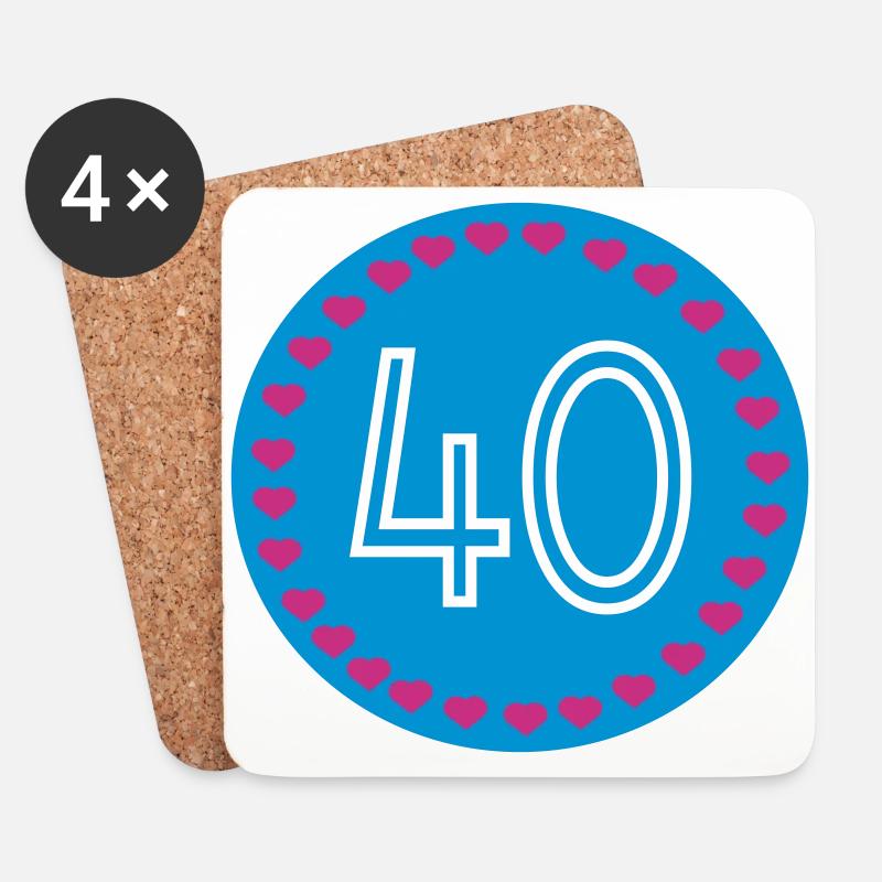 40. Geburtstag - Untersetzer (4er-Set) - Weiß