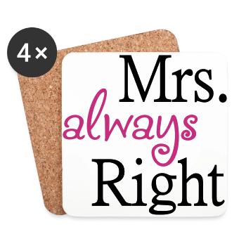 Mrs. always Right - Untersetzer (4er-Set) - Weiß - Vorne