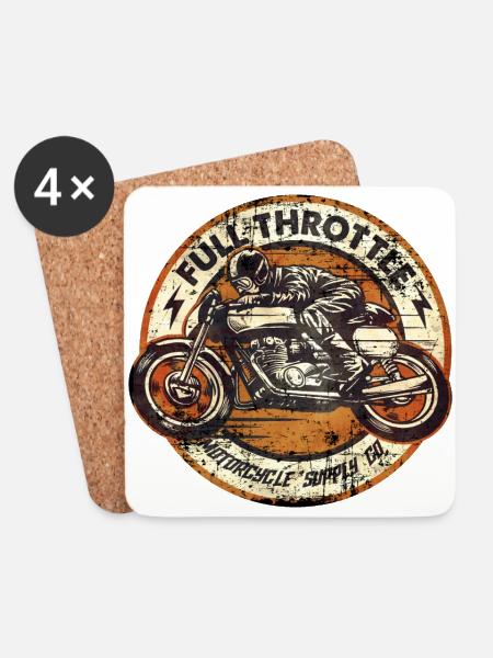 SSD Full Throttle retro racer - RAHMENLOS Biker - Untersetzer (4er-Set) - Weiß