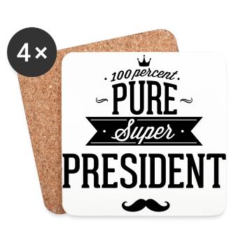 100 % super président - Dessous de verre (lot de 4) - blanc - Devant