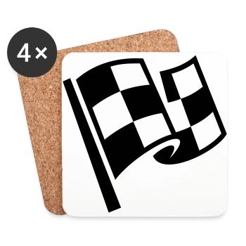 Flag Race Car Destination Motorcycle - Coasters (set of 4) - white - Front