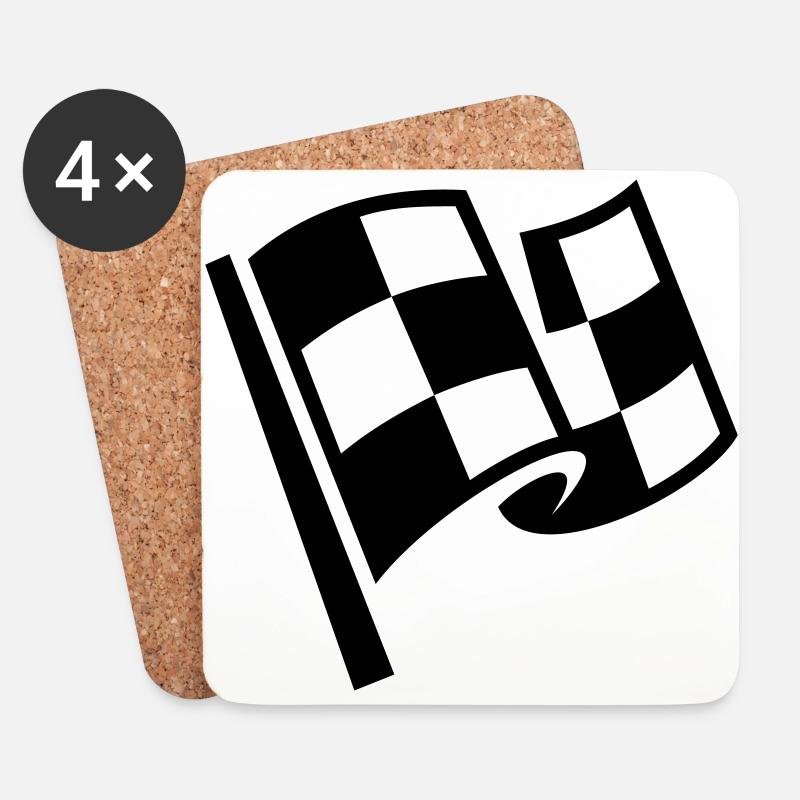 Flagge Rennen Ziel Auto - Untersetzer (4er-Set) - Weiß