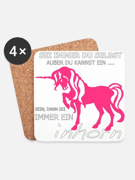 Einhorn - Untersetzer (4er-Set) - Weiß