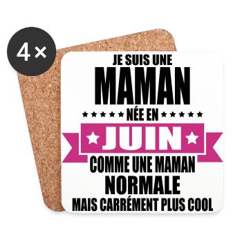 je suis une maman née en juin - Dessous de verre (lot de 4) - blanc - Devant
