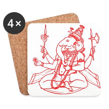 GANESHA YOGA / MEDITATION T-SHIRT - Coasters (set of 4) - white - Front