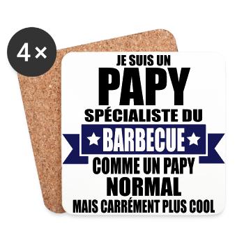 je suis un papy spécialiste du barbecue - Dessous de verre (lot de 4) - blanc - Devant