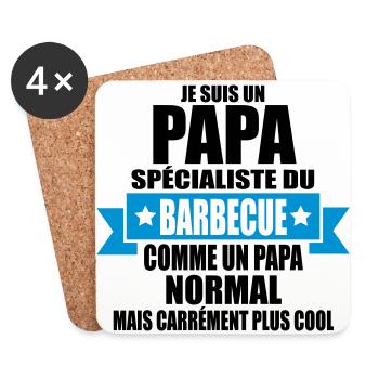 je suis un papa spécialiste du barbecue - Dessous de verre (lot de 4) - blanc - Devant