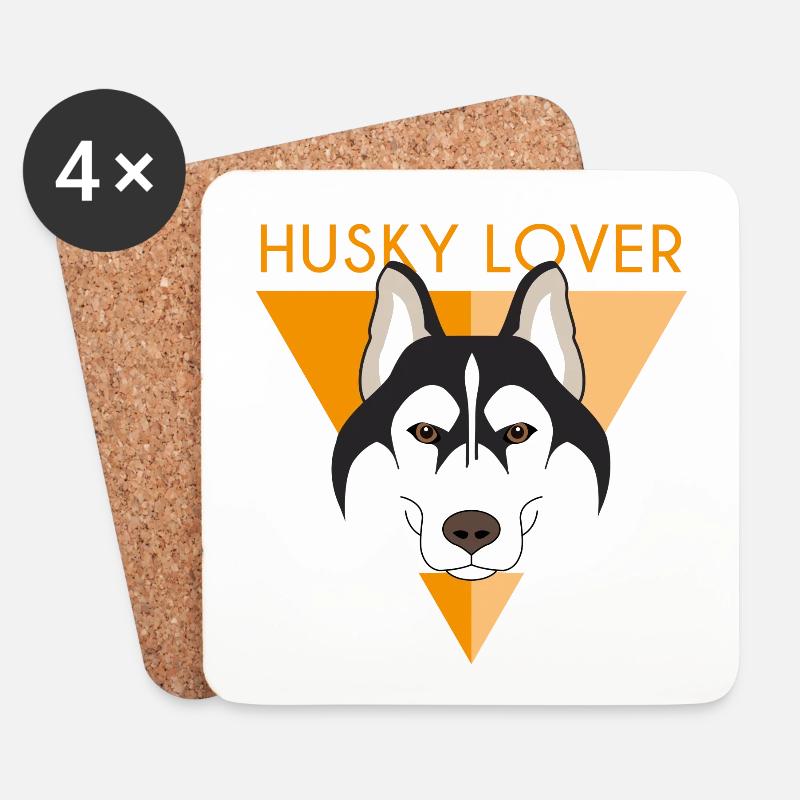 Husky - Brown - Untersetzer (4er-Set) - Weiß