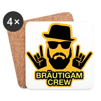 Bräutigam Crew - JGA T-Shirt - JGA Shirt - Crew - Untersetzer (4er-Set) - Weiß - Vorne