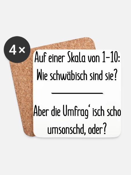 Wie schwäbisch bist du? Schwäbische Umfrage Shirt - Untersetzer (4er-Set) - Weiß