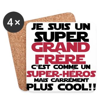 c'est comme un super-héros(grand frère)nouveau - Dessous de verre (lot de 4) - blanc - Devant