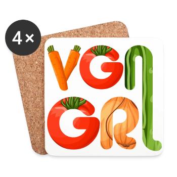 veganes T-Shirt veganes Mädchen - Untersetzer (4er-Set) - Weiß - Vorne