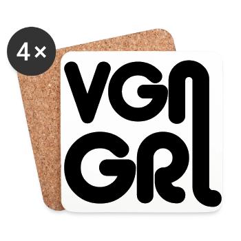 veganes T-Shirt veganes Mädchen - Untersetzer (4er-Set) - Weiß - Vorne