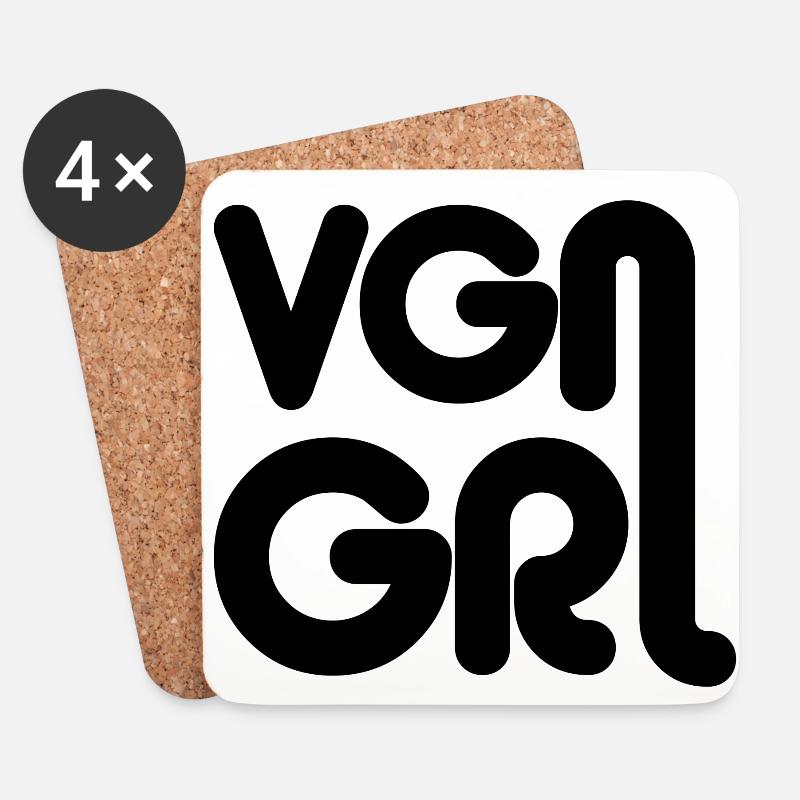 veganes T-Shirt veganes Mädchen - Untersetzer (4er-Set) - Weiß